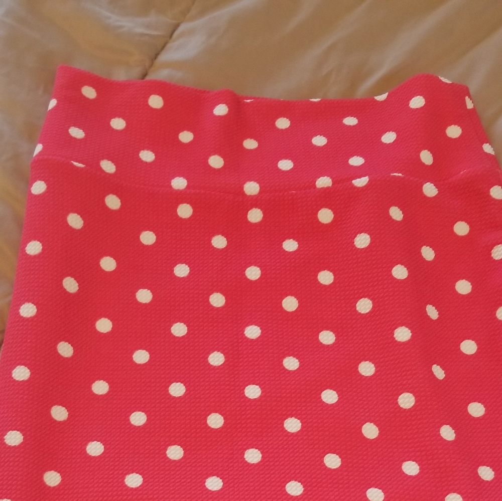 Lularoe Cassie Skirt Pink Polka Dots